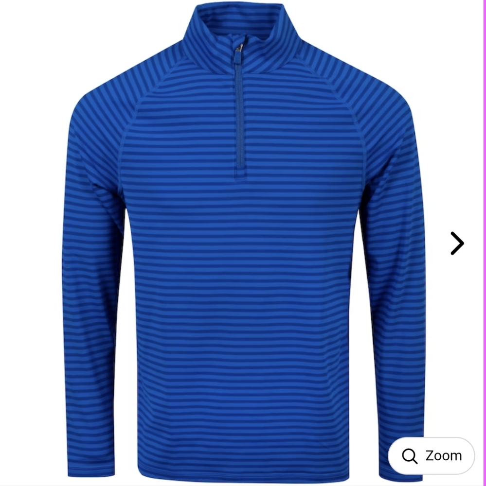G/FORE 2020 Striped Mid Layer Cobalt Blue Quarter Zip Pullover Golf Shirt